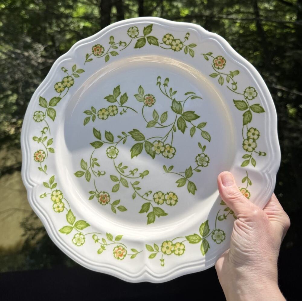 Petite Flora Ironstone 12 Inch Serving Plate Made In Japan, Green and White -S1